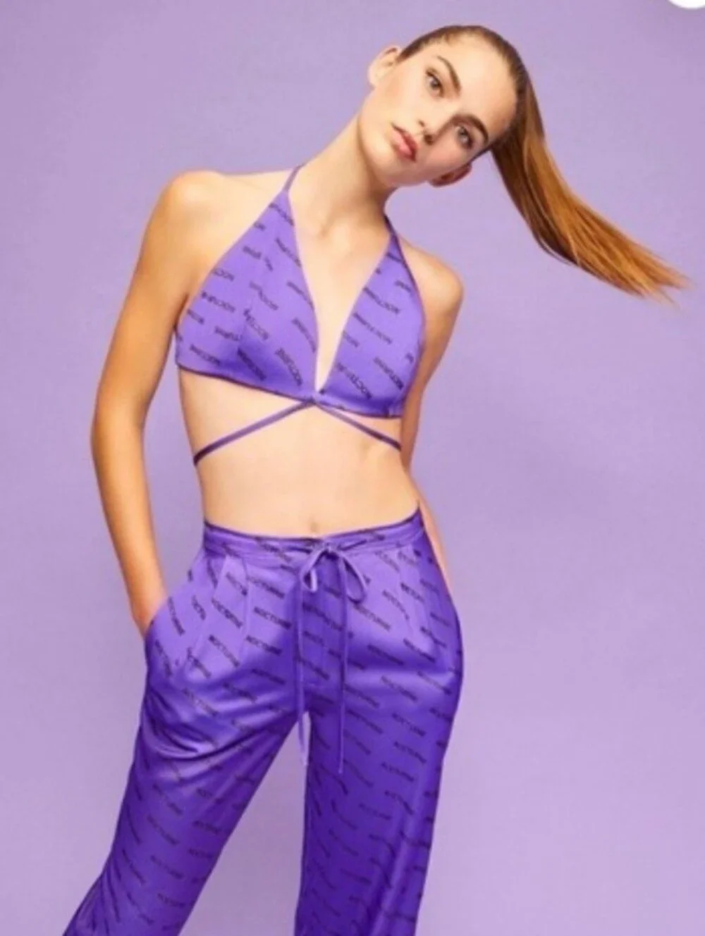 Nocturne Purple Logo Triangle Pajama Top Sz 44